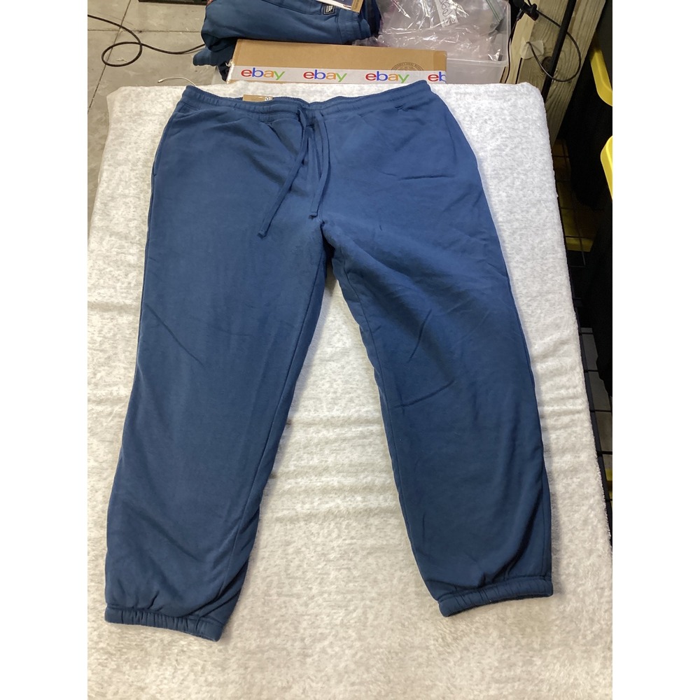 Eddie Bauer Men Blue Faux Shearling Lined Jogger Sweatpants XXL EB010625